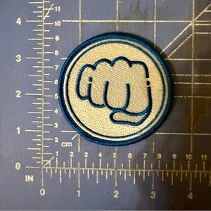 Blue and White Fist Pump Embroidered Patch